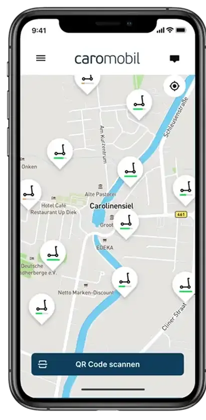 Mobile app interface showing transportation options