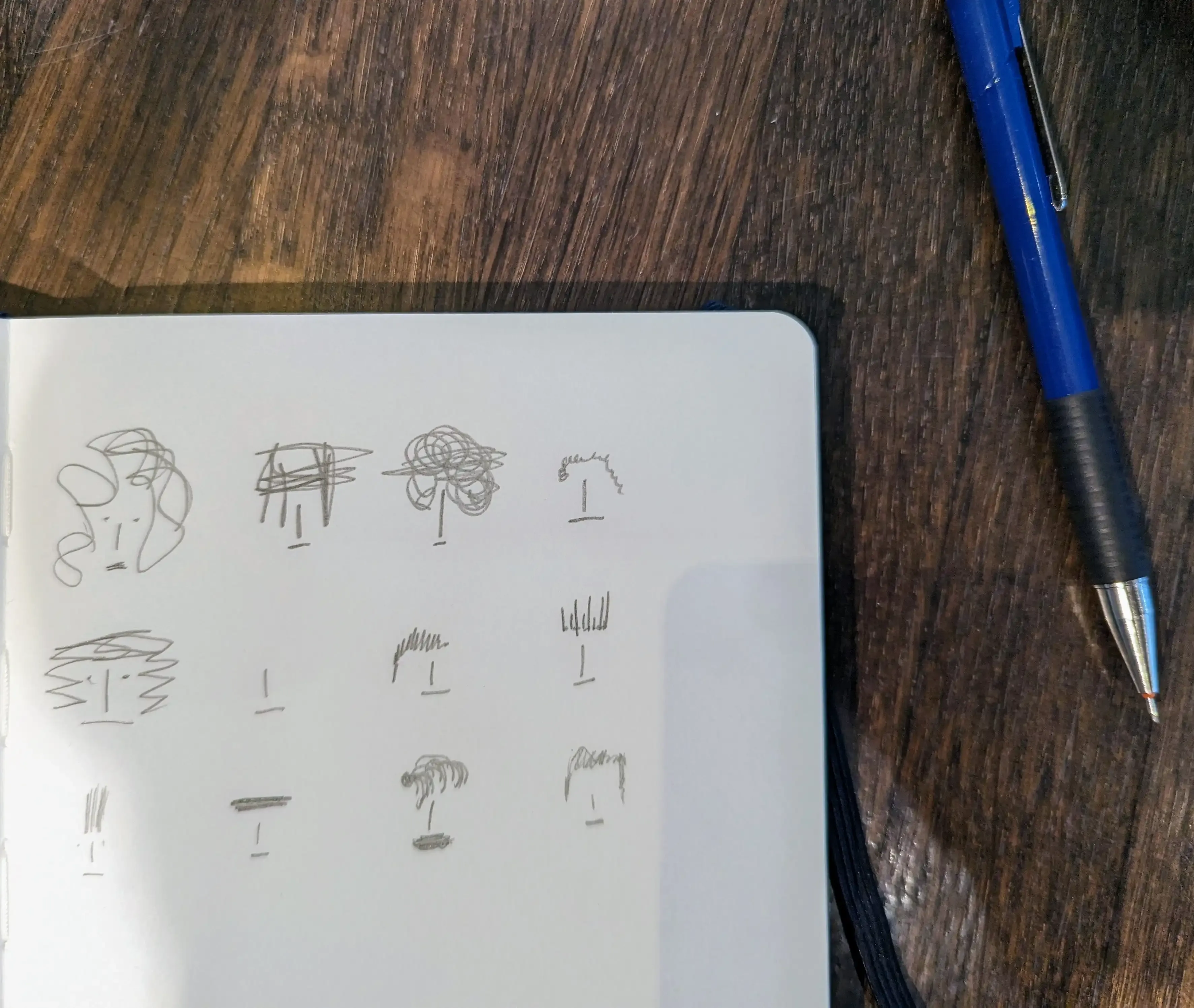 Digital drawing notebook interface showing sketching capabilities