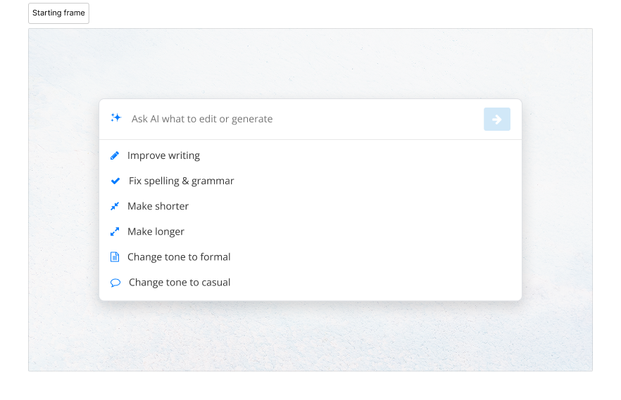 AI assistant opened with text editing suggestions