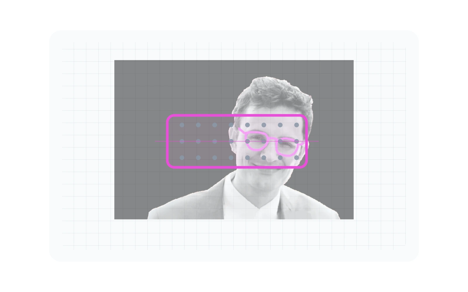 Portrait divided into a regular grid of tiles